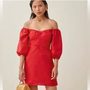 Reformation Red Linen Dress